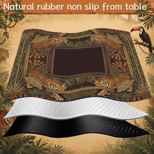 Drydiet Mahjong Mat for Table 31.5 x 31.5 Inch American Mahjong Mat with Carrying Bag, Non-Slip Noise Reduction Table Item for Family Poker Domino Board Game Night & Party Use(Tiger) - style: Tiger