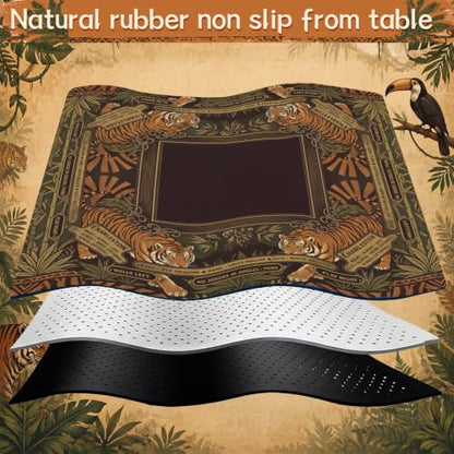 Drydiet Mahjong Mat for Table 31.5 x 31.5 Inch American Mahjong Mat with Carrying Bag, Non-Slip Noise Reduction Table Item for Family Poker Domino Board Game Night & Party Use(Tiger) - style: Tiger