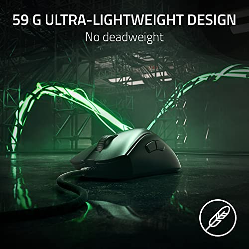 Razer DeathAdder V3 Wired Gaming Mouse: 59 g Ultra Lightweight - Focus Pro 30K Optical Sensor - Fast Switches Gen-3-8K Hz HyperPolling - 6 Programmable Buttons - Ergonomic - Speedflex Cable - Black