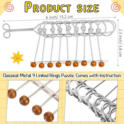 Metal Wire Puzzle Set of 8 with Pouch, Brain Teaser Puzzles IQ Test Ring Disentanglement Unlock Interlock Game Trick Metal for Party Favor Challenge (E Style) - style: E Style
