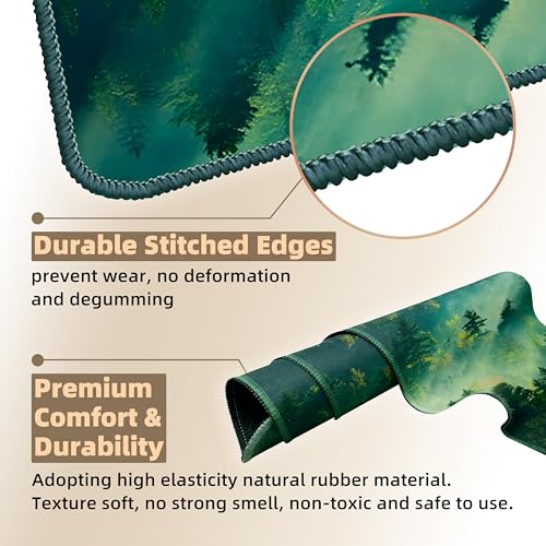 Galdas Mouse Pad,Office Desk Mat Large Gaming Keyboard Pad Durable Stitched Edges Washable Smooth Surface Control & Accuracy Extended Computer Mouse Mat (31.5X11.8In)-Green Forest… - color: Green Forest…