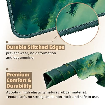 Galdas Mouse Pad,Office Desk Mat Large Gaming Keyboard Pad Durable Stitched Edges Washable Smooth Surface Control & Accuracy Extended Computer Mouse Mat (31.5X11.8In)-Green Forest… - color: Green Forest…
