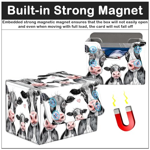 Card Deck Box for MTG Trading Cards with Magnetic Closure,Premium Card Storage Box Case Cover for TCG CCG Magic Cards,Cow Family - color: Cow Family