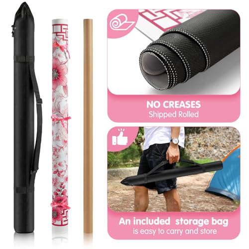 Mahjong Mat for Table 33" Rolled Packaging for American Mahjong Set | Waterproof Non-Slip Noise-Reducing Mah Jongg Mat,American Neoprene Mahjong Mat with Carrying Bag for Board Games(Pink) - color: Red 33 Inch