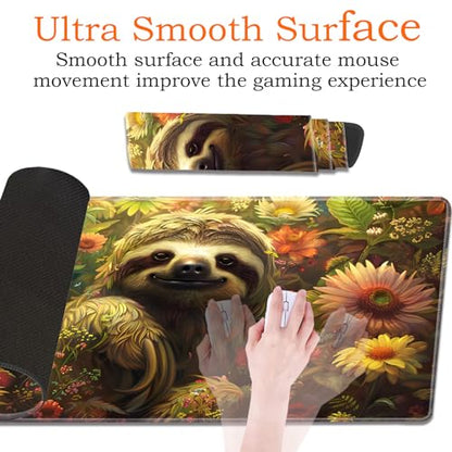 for MTG Playmat Non-Slip Rubber Play Mat with Storage Bag Combination, Ideal for Card Game Lovers TCG Play Mat, Flower Sloth - color: Flower Sloth