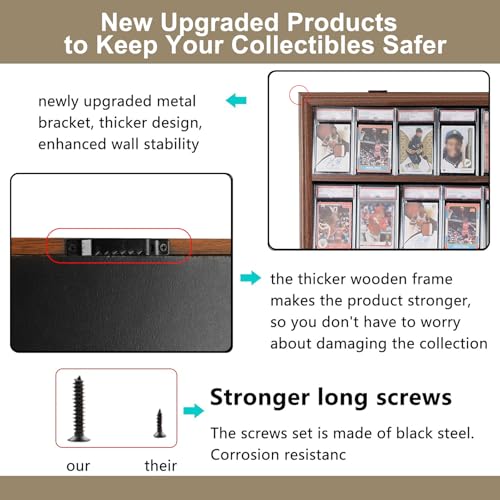 VERANI 35 Graded Sports Baseball Card Display Case Wall Mount Walnut | Lockable Trading Card Wall Cabinet,98% UV Block Acrylic Panel,Premium Wood Frame,Vertical Wall Mount Only - size: Large-Vertical-Walnut-Blacklock
