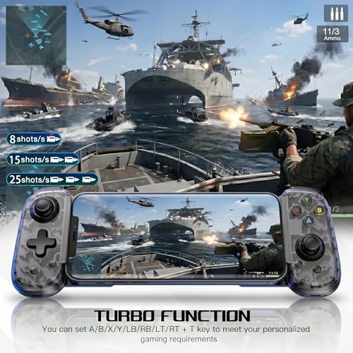 Megadream USB-C Wired & Wireless Mobile Game Controller for iPhone, Android USB-C Phones, PC, Switch - Supports Xbox/PS/Steam Remote Play & Cloud Gaming - Hall Effect Joysticks, Turbo, Vibration - color: Black