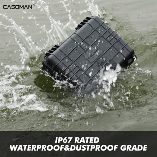 CASOMAN Water-proof Box, with Cush- Proof Sponge, IP67 Water Proof Grade, Large Waterproof Hard Case with Customizable Foam, Perfectly Protection of Camera, Drones, Lens,Equipments, 16"x13.2"x7" - size: 16" X 13.2" X 7"