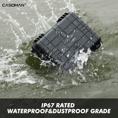 CASOMAN Water-proof Box, with Cush- Proof Sponge, IP67 Water Proof Grade, Large Waterproof Hard Case with Customizable Foam, Perfectly Protection of Camera, Drones, Lens,Equipments, 16"x13.2"x7" - size: 16" X 13.2" X 7"