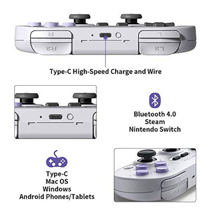 8Bitdo Sn30 Pro Bluetooth Gamepad (SN30 PRO-SN) with Joysticks Rumble Vibration Gamepad for Windows, Mac OS, Android, Steam, Switch, etc - color: SN30 PRO-SN