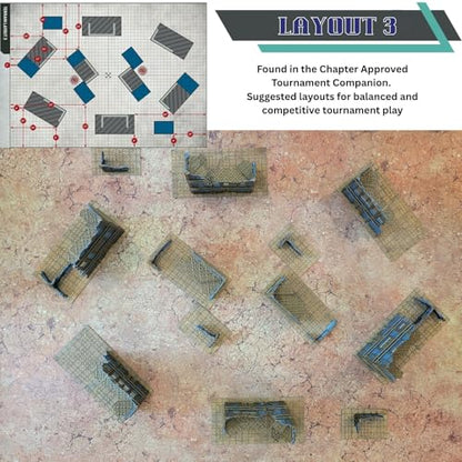 Foldable Imperial Gothic Terrain Set – 3D Printed Modular Ruins, Preassembled Scenery for 28mm Tabletop Wargames, Tournament Layout Compatible (Black)