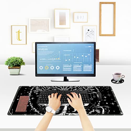 ToLuLu Extended Gaming Mouse Pad, Memory Foam Keyboard Mouse Wrist Rest | Ergonomic Support Set, Large Desk Mat with Stitched Edges, Non-Slip Base Mousepad for Home Office Game and Study, Moon & Sun - color: Moon & Sun