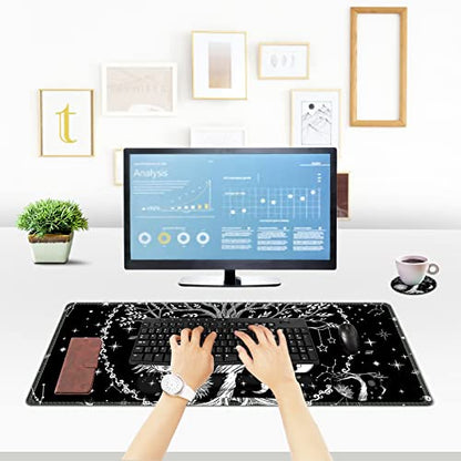 ToLuLu Extended Gaming Mouse Pad, Memory Foam Keyboard Mouse Wrist Rest | Ergonomic Support Set, Large Desk Mat with Stitched Edges, Non-Slip Base Mousepad for Home Office Game and Study, Moon & Sun - color: Moon & Sun