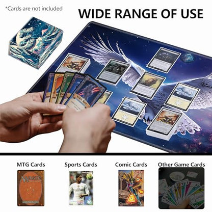 Strong Magnet Case Deck Box Mtg Card Box Playing Card Box Magic Deck Box Tcg Up to 200 Cards Creative Pattern Trading Card Storage Box for Collectible Card Games, Blue Wave - color: Blue Wave