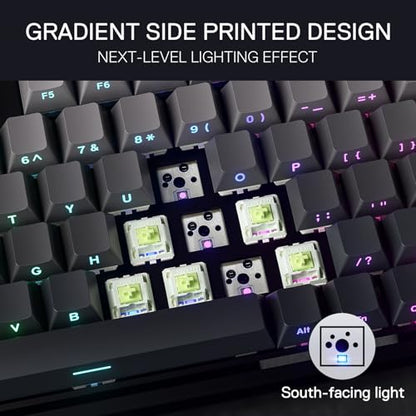 Redragon K673 PRO Wireless 81-Key RGB Gasket Gaming Keyboard, Scroll Knob | Multi-Function Control Wheel, 0-Delay Tri-Mode, Cushioned 5-Layer Noise Dampening for Creamy Thocky Sound, Compact 80% Size - color: Concrete Jungle, size: 81 Keys + No LCD Screen