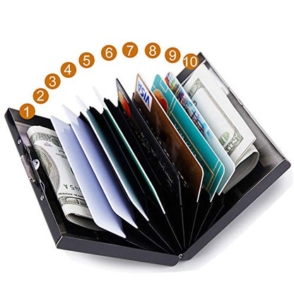 RFID Credit Card Holder Protector Metal Credit Card Wallet Business Card Holder for Men Women Gift Box Package (Black) - color: 01 Black