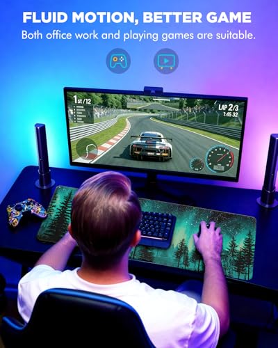 Mouse Pad, Desk Mat, 31.5x11.8in Large Mousepad, Green Forest | Desk Pad with Stitched Edge & Rubber Non-Slip Bottom, Gaming Mouse Pad, Extended Mousepad for Home, Office - color: Green Forest