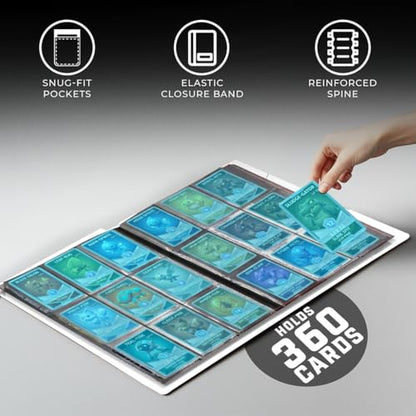 CardGuard Trading Card Binder Pro-Folio – 9 Pocket Binder - Side-Loading Album, Durable & Acid-Free Storage for Pokémon, YuGiOh, MTG, TCG, Game & Sports Cards, White - color: White