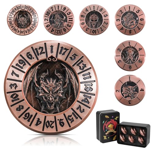 D&D Dice Set,7PCS Metal Dice for Dungeons and Dragons,Mini Dice Set with Pocket Watch Case,Role Playing Board Games Accessories (Dragon, Copper-F) - color: F-copper, style: Dragon