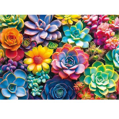 1000 Piece Puzzle for Adults, 20 x 27 inches Jigsaw Puzzles - Succulents | Tight Piece Fit, 1:1 Reference Poster, Lettered Back, Minimal Puzzle Dust, Vibrant Colors, 2mm Extra-Thick Pieces - color: 1000 Pieces-colorful Succulents