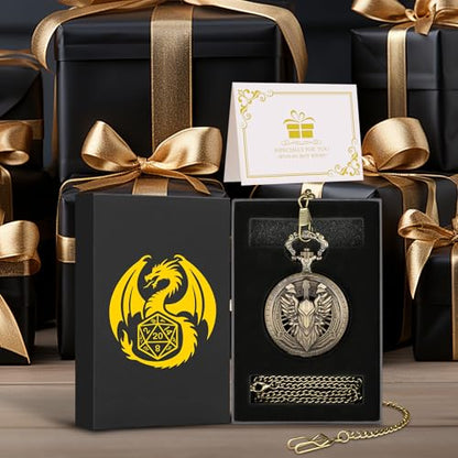 Mini DND Dice Set Steampunk Hollow Paladin Knight Warrior Pocket Watch Shell Case, 7pcs Polyhedral Metal D&D Dice Set with Gift Box, Role Playing Board Games Accessories - color: Paladin