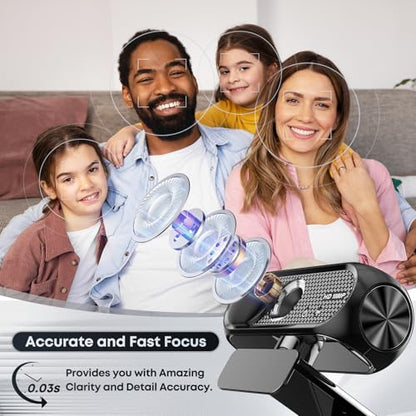 1080P HD Webcam with Microphone, Noise Cancellation, Privacy Cover, Wide-Angle Lens, Auto Light Correction, Plug & Play USB Webcam for Laptop, Desktop, PC, Mac, Zoom, Skype, Streaming (Black)