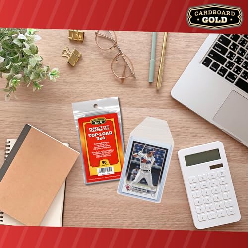Cardboard Gold Toploader Sleeves - Ultimate Protection Resealable Snug Fit Top Loader Sleeves - Acid Free Archival Safe - Holds Toploaders Securely (20pt-60pt Sleeves, 50 Toploader Sleeves) - size: 50 Toploader Sleeves, style: 20pt-60pt Sleeves
