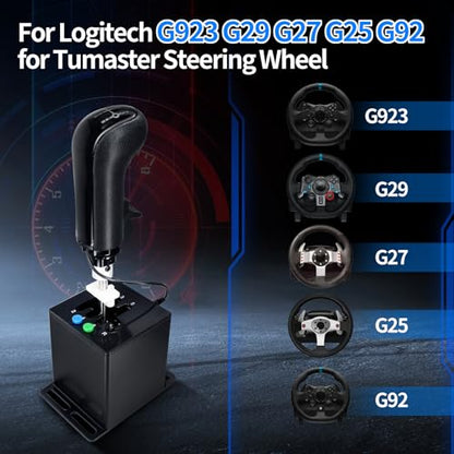 ZLiT PC USB Racing Game Truck Simulator Gear Shifter+Gearshift Knob for Logitech G923 G29 G27 G25 G92 for Tumaster Steering Wheel (Black)