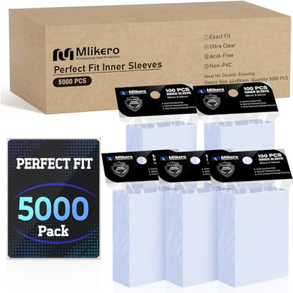 5000 Pack Card Sleeves, Perfect Fit Inner Sleeves Ideal for Double-Sleeving, Trading Card Sleeve Compatible with MTG, TCG, Gaming Cards - color: Clear, size: 5000 Pack