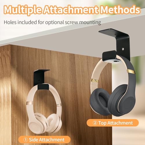 Headphone Holder Hanger,Headset Mount for Desk,Headset Stand Aluminum Headphone Hook with Strong Adhesive Tape for Classroom, Gaming Room with 2 Install Style with Rubber Pad,Single