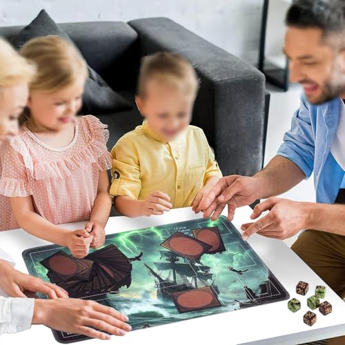 for MTG Card Playmat with Zones-Includes A Storage Bag and 6 Dice, 24 x 14 inches for TCG Playmat with Non-Slip Rubber, Game Mat, Rough Sea Ship - color: Yux-playmats-2-2A-271