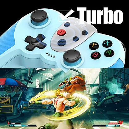 TERIOS Wireless Pro Controller Compatible with Switch/Switch Lite, Switch OLED - Premium Joypad for Video Games - 3 Levels of Turbo Speed - Adjustable Vibration Intensity (Blue)