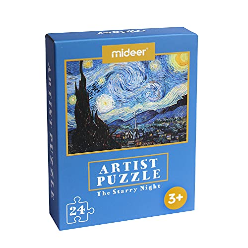 24 Pieces Starry Night Puzzle, Toddler Easy Puzzles for Kids Ages 3-5,4-6 Artist-an Intellectual Decompression Entertainment Game and Preschool Educational Learning Toys - color: Starry Night-24p