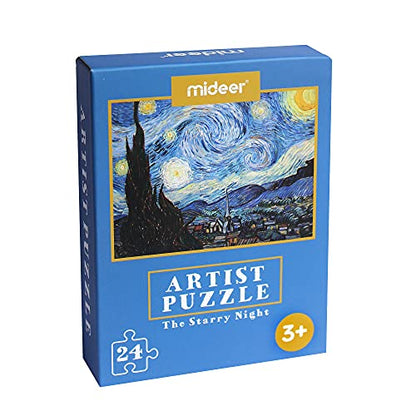 24 Pieces Starry Night Puzzle, Toddler Easy Puzzles for Kids Ages 3-5,4-6 Artist-an Intellectual Decompression Entertainment Game and Preschool Educational Learning Toys - color: Starry Night-24p