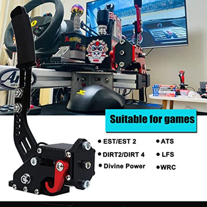Obokidly Upgrade 2-in-1 USB Handbrake Support G29 Compatible with PS4/PS5 + PC for Simracing Game Sim Rig with Clamp (Black) - color: Black