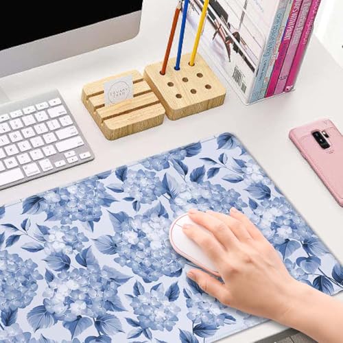 Blue Hydrangea Flowers Large Gaming Mouse Pad Keyboard Desk Pad Extended Mouse Pad Gaming Office Decor, PC Laptop Mouse Pads Large (31.5x151.8 in) with Stitched Edges Non-Slip Base Mousepad XL - color: Blue Hydrangea Flowers
