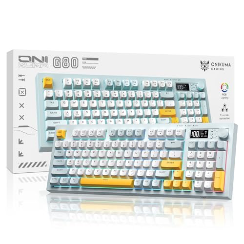 Tri-Mode Wireless Keyboard, BT/2.4G/Wired, Silent Membrane, RGB Backlit, Display Screen & Multimedia Knob, 94 Keys PBT Keycaps for PC Home Gaming Office Use