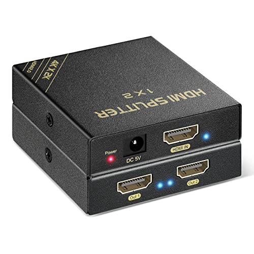 HDMI Splitter 1 in 2 Out 60Hz - HDCP Bypass 2.3, HDR, Dolby/DTS 5.1/7.1 - Compatible with Firestick 4k Max, PS3/PS5 & Elgato HD60s/x/Pro, Apple TV 4K, Retrotink, Roku Stick, NOT for Phone - size: Splitter 1x2 4K@60Hz