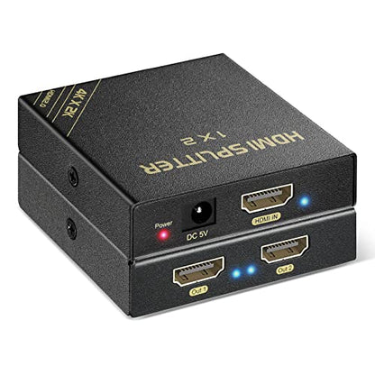 HDMI Splitter 1 in 2 Out 60Hz - HDCP Bypass 2.3, HDR, Dolby/DTS 5.1/7.1 - Compatible with Firestick 4k Max, PS3/PS5 & Elgato HD60s/x/Pro, Apple TV 4K, Retrotink, Roku Stick, NOT for Phone - size: Splitter 1x2 4K@60Hz