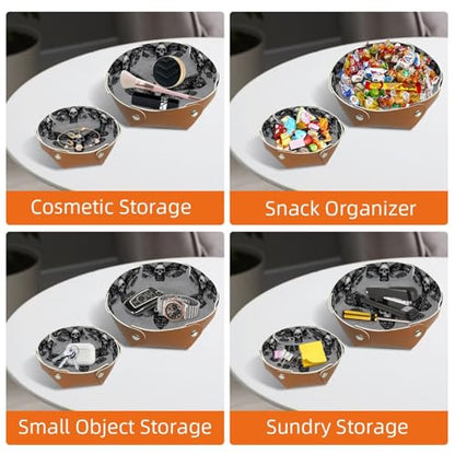 2Pcs PU Dice Holder Folding for RPG DND Table Games, Dice Trays Storage Box Portable Folding Rolling Dice Tray, Moth and Skull Grey - color: Multi 11