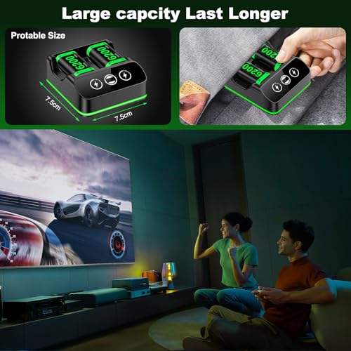 Rechargeable Controller Battery Pack Charging Station,2x6200mWh Battery Pack - style: RGB 2 Batteries Bundle