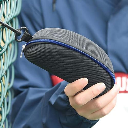 3 Pack Zipper Shell Eyeglasses and Sunglasses Case with Plastic Carabiner Hook - color: Blue