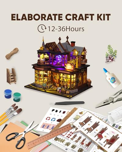 DIY Miniature House Kit, DIY Dollhouse Kit for Adults to Build, Mini House Kit with LED, Mayberry Street Miniatures, Ideal Gifts for Birthday, Halloween Christmas(Magic Treasure House) - color: Magic Treasure House