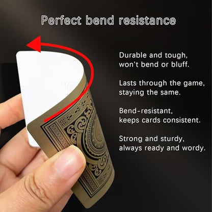 Ben Niu Gold Edge 100% Plastic Poker Size Playing Cards Jumbo Index | Waterproof pvc material, fully washable surface, 180 degree flexibility, matte finish, luxury present - color: 333 Poker 117 Golden Gear