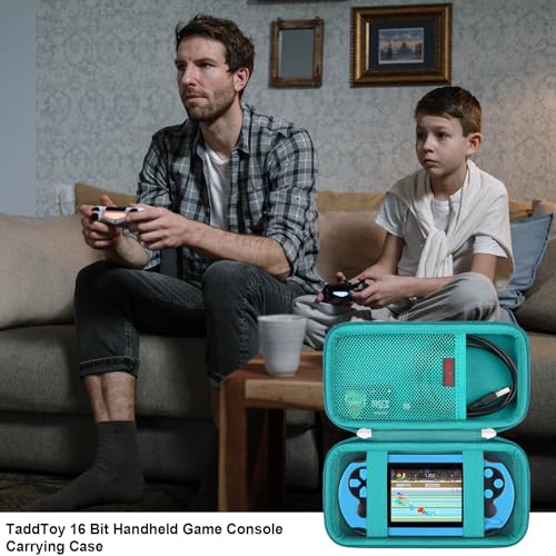 Elonbo Carrying Case for TaddToy/WELLST·G/Beijue/FAMILY POCKET/CCTU/X- JOYKIDS/GREENCREEK/Beico/KAVOYI/GuaiyeyeAP/TEBIYOU Handheld Game Console, Portable Electronic Gaming Player Bag, Green+ - color: Green+ Inside Green