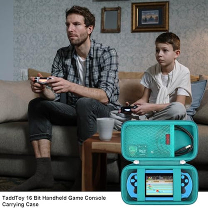 Elonbo Carrying Case for TEBIYOU/ WELLST·G/ TaddToy/ Beijue/ FAMILY POCKET/ CCTU/ X-JOYKIDS/ GREENCREEK/ Beico/ KAVOYI/ GuaiyeyeAP Handheld Game Console, Portable Electronic Gaming Player Bag, Green+ - color: Green+ Inside Green