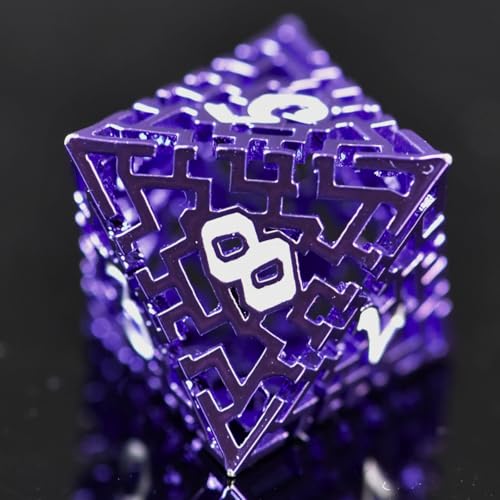 Hollow Metal The Lost Maze DND Dice Set with an Iron Box for DND COC Role Playing dice Games and Board Games Gift (Purple) - color: Metal Maze Purple