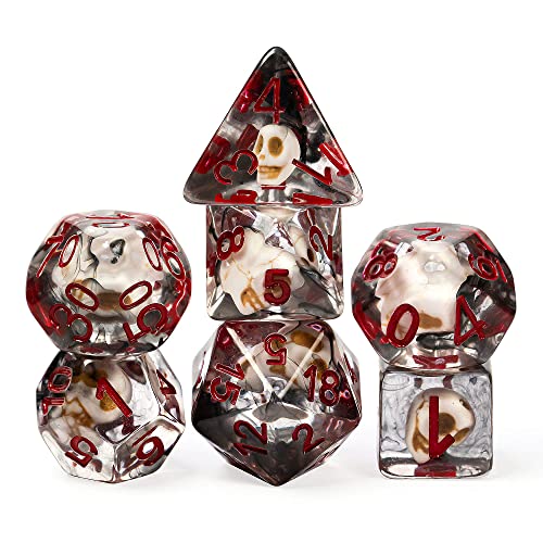 UDIXI DND Skull Polyhedral Dice Set, Skull D&D Dice for Role Playing Games | Velvet Storage Bag, DM Gift, for Dungeons and Dragons Tabletop Games Board Games - color: Skull Black