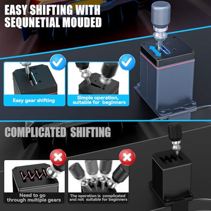 aikeec USB Truck Simulator Shifter for Logitech G29 G27 G25 G920 Thrustmaster T300RS/T500 GT Sim Racing Shifter for PC Windows Racing Games, Froza, Dirt, WRC, Assetto Corsa ATS & ETS2 (Sequential add) - size: Sequential add without clamp