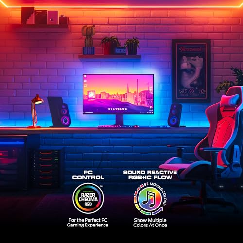 Monster Smart RGB+IC LED Strip Lights 25ft – Sound Reactive Strip Lights for Bedroom, App & Voice Control, RGB Light Strip for Room, Alexa Google Home, Razer Chroma Sync - 230 RGB+IC LED Lights - size: 25ft